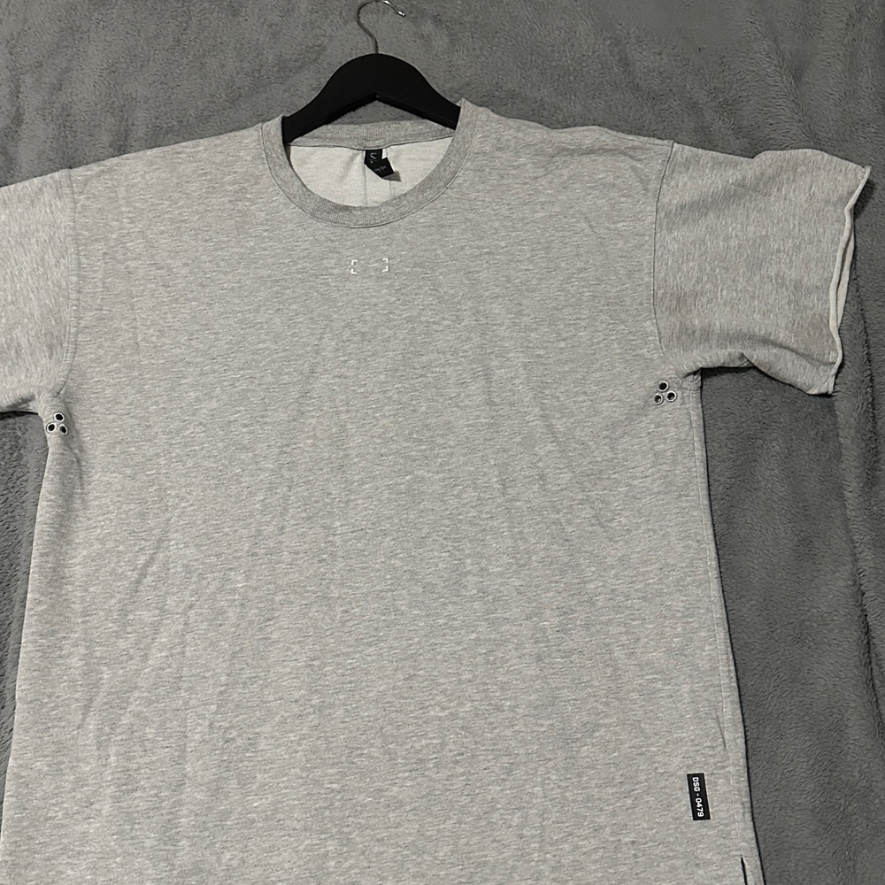 0479. FRENCH TERRY OVERSIZED TEE - HEATHER GREY — Size: M